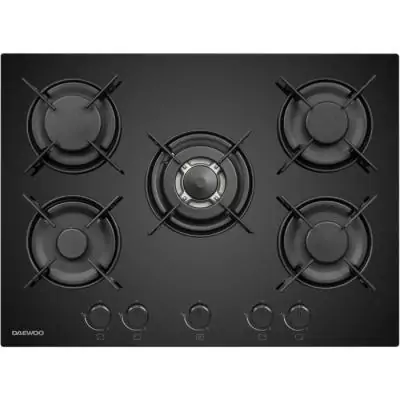 Plaque de cuisson gaz Daewoo 5 foyers 70 cm - Noir