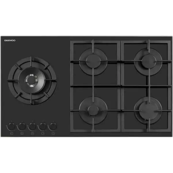 Plaque de cuisson a gaz - DAEWOO - 5 foyers - 90 cm - BH9GKF51BNH - Noir