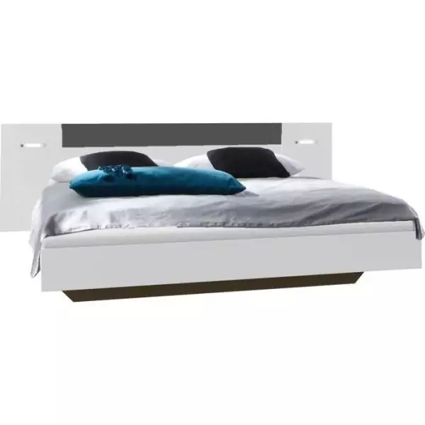 Lit avec éclairage - WIMEX - RHODES - 180 x 200 cm - Blanc / Rechampis graphite