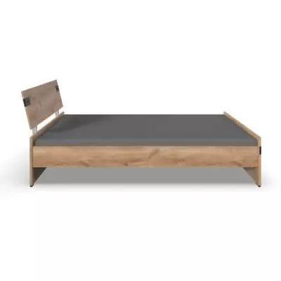 Lit adulte design 140x200 cm - Chêne/Graphite