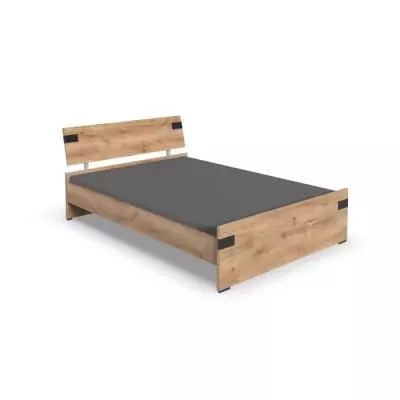 Lit adulte design 140x200 cm - Chêne/Graphite