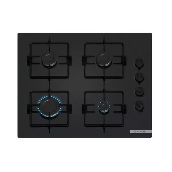 Table de cuisson a gaz - BOSCH Série 2 - 4 foyers - 52 x 59 x 5,4 cm - POP6B6K30 - Noir