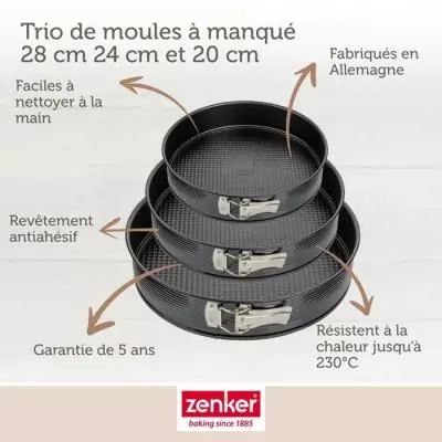Ensemble de 3 moules à charnière ronds ZENKER - Black Metallic