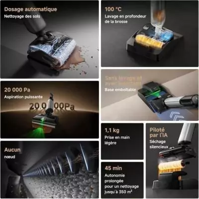 Aspirateur Balai Laveur MOVA X4 PLUS - Nettoyage Auto 100°C