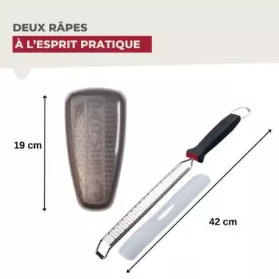 Râpe à zeste et Parmesan - Duo FACKELMANN - Inox - 42 et 19 cm