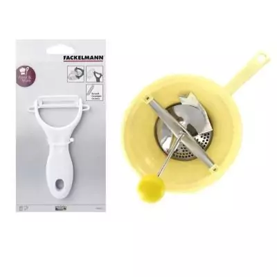 Ensemble 2 ustensiles purée: éplucheur et moulin - FACKELMANN