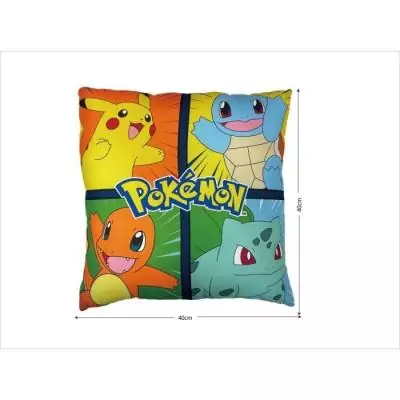 Coussin double face Pokémon Pikachu et ses amis - Microfibre - 40 x 40 cm