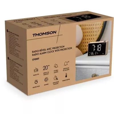 Radio-réveil avec projection Thomson - Design bois