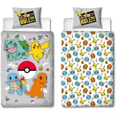 Parure de lit réversible Pokemon Pikachu - Gris - Microfibre