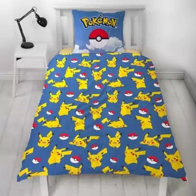 Parure de lit réversible POKEMON - Pikachu et ses amis - Microfibre