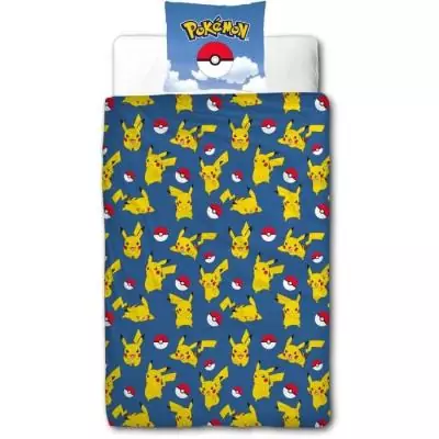 Parure de lit réversible POKEMON - Pikachu et ses amis - Microfibre