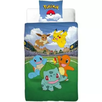 Parure de lit réversible POKEMON - Pikachu et ses amis - Microfibre