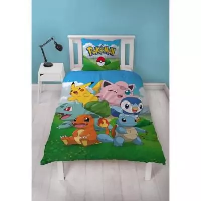 Parure de lit POKEMON - Pikachu et amis - Bleu - Microfibre