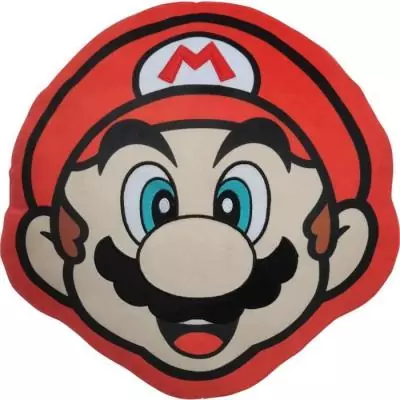 Coussin 3D Mario Bros - Visage Mario - Microfibre - 40 cm
