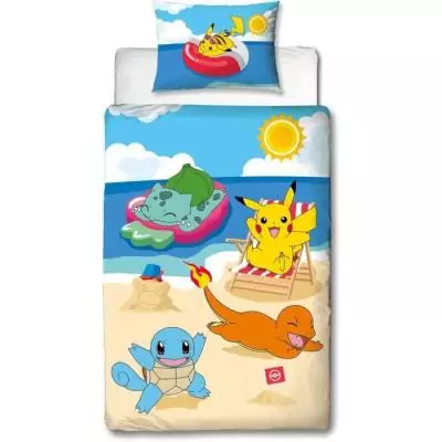 Parure de lit POKEMON - Pikachu et amis à la plage