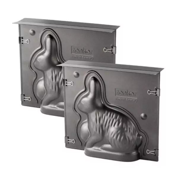 Lot de 2 moules a gâteaux 3D - ZENKER - Forme de lapin de Pâques - 600 ml