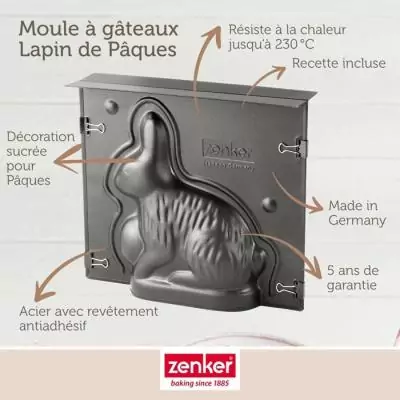 Lot de 2 moules à gâteaux 3D - ZENKER - Lapin de Pâques - 600 ml