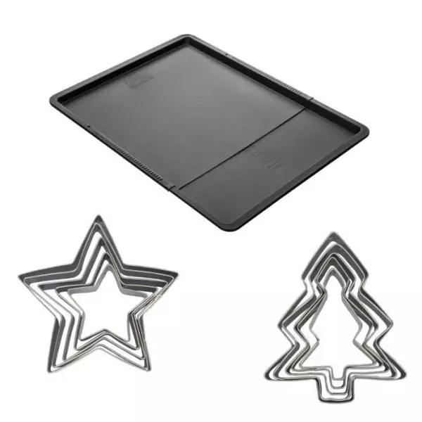 Ensemble avec plaque a pâtisserie extensible et 10 emporte-pieces - ZENKER