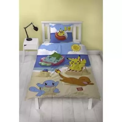 Parure de lit POKEMON Pikachu plage - Microfibre - 140x200 cm