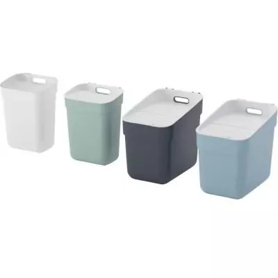 Lot de 4 Poubelles Prêtes à Collecter - CURVER - Blanc/Vert/Bleu/Gris