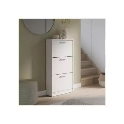 Armoire à chaussures MAC - Blanc mat - 3 abattants - 6 paires