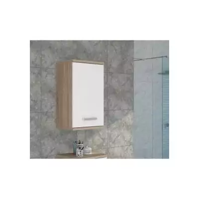 Armoire suspendue salle de bain blanc/chêne Sonoma - 1 porte 