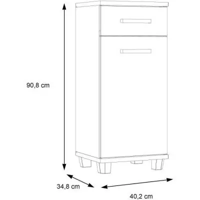 Meuble bas de salle de bain 90,8 x 34,8 x 40,2 cm - Blanc / Chene Sonoma