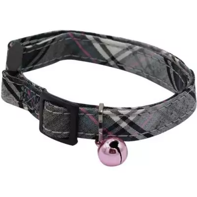 Collier pour chat AIME - Tartan rose et jean bleu