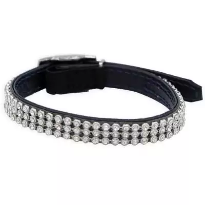 Collier pour chat élégant - AIME - Nylon ajustable avec grelot en argent - Noir strass Collier pour chat élégant - AIME - Nylon ajustable avec grelot en argent - Noir strass