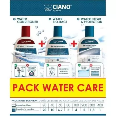 Traitement aquarium - CIANO - Pack Water Care 3 x 100 ml - Eau cristalline, santé poissons, entretien rapide