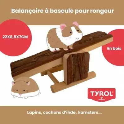 Accessoire rongeur - TYROL - Balançoire a bascule bois - 22 x 8,5 x 7 cm - Bois naturel Accessoire rongeur - TYROL - Balançoire a bascule bois - 22 x 8,5 x 7 cm - Bois naturel
