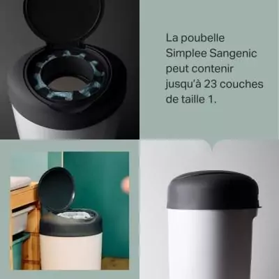 Tommee Tippee Poubelle a Couches Simplee +1 recharge - Grise et Blanche Tommee Tippee Poubelle a Couches Simplee +1 recharge - Grise et Blanche