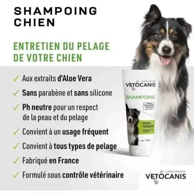 Shampoing chien - VETOCANIS - 300 ml - Hydratant, doux, sans irritation, usage régulier