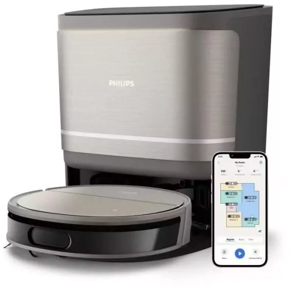 Aspirateur robot avec station tout-en-un - PHILIPS - XU9100/10 - Série 9000 - 8000 Pa - 66 dB - Métal