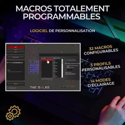 Pack gamer sans fil - THE G-LAB - COMBO TUNGSTEN EX - Clavier + souris - 32 macros configurables