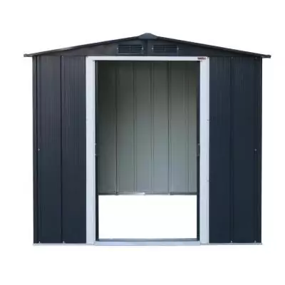 Abri de jardin en métal 3,68 m2 - Kit d'ancrage inclus - Gris anthracite