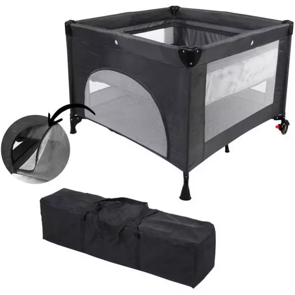 Lit parapluie 2-en-1 - Parc bébé - MIGO - 100 x 100 x 76 cm - De la Naissance a 15 kg - Bleu