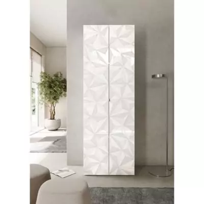 Armoire de rangement - 2 portes - 3 étageres - Blanc laqué - L63 x P35 x H184 cm - PARIGI