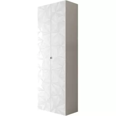 Armoire de rangement - 2 portes - 3 étageres - Blanc laqué - L63 x P35 x H184 cm - PARIGI