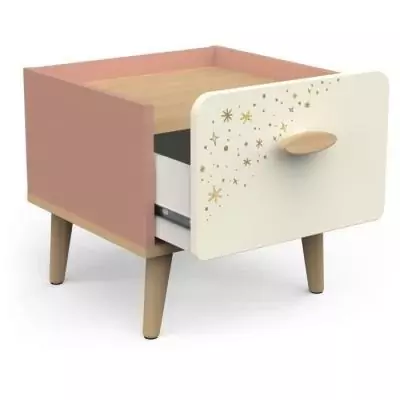 Chambre complete enfant - SUZIE - Lit 90 x 190 cm / Chevet / Bureau - Chene / Abricot - DEMEYERE Chambre complete enfant - SUZIE - Lit 90 x 190 cm / Chevet / Bureau - Chene / Abricot - DEMEYERE