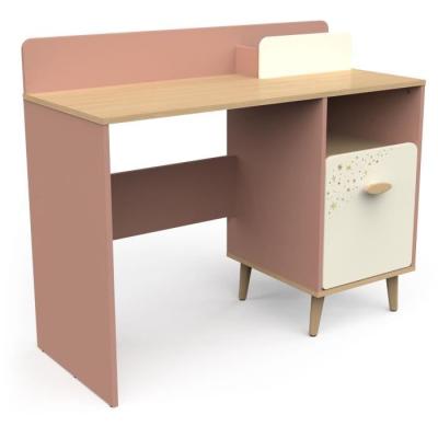 Bureau enfant - SUZIE - 1 porte - 1 niche - Chene / Abricot - 106,6 x 44,9 x 87,7 cm - DEMEYERE