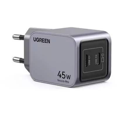 Chargeur secteur - UGREEN - GaN 2 Ports USB-C - 45W - Gris