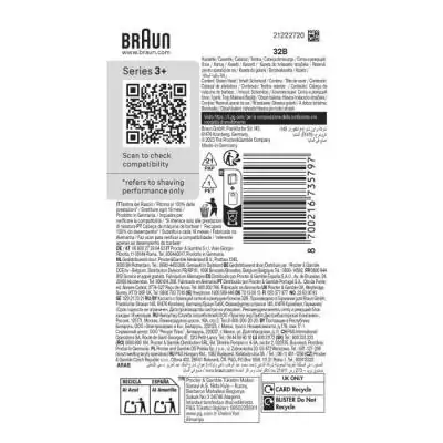 Tete de rasoir BRAUN Series 3+ - 2 grilles - Peigne MicroComb - 100 % fabriqué en Allemagne