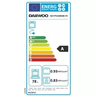 Four encastrable - Pyrolyse - Chaleur pulsée - DAEWOO - BO7PR28MINM - Inox - Porte froide - 59,5 x 57,5 x 59,5 cm Four encastrable - Pyrolyse - Chaleur pulsée - DAEWOO - BO7PR28MINM - Inox - Porte froide - 59,5 x 57,5 x 59,5 cm