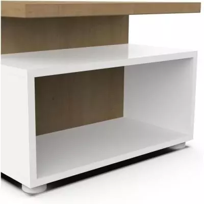 Table basse rectangulaire ACCESS - 3 Niches - Décor chene Hamilton et blanc - L 91,8 x P 50 x H 36 cm - DEMEYERE