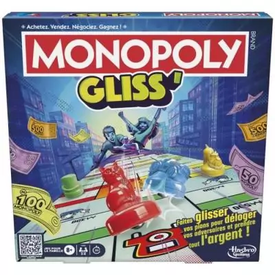 Monopoly Gliss', Jeu de Groupe Familial pour Enfants, Ados et Adultes, a partir de 8 Ans, 2 a 8 Joueurs, 20 Minutes en Moyenne,