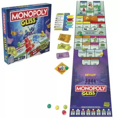 Monopoly Gliss', Jeu de Groupe Familial pour Enfants, Ados et Adultes, a partir de 8 Ans, 2 a 8 Joueurs, 20 Minutes en Moyenne,