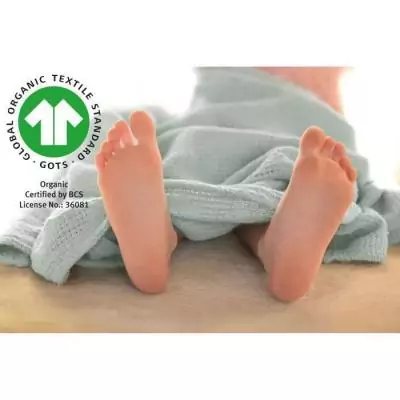 Couverture bébé - ROBA - LIL PLANET - 80 x 80 cm - Coton biologique - Pois éponge - Vert givré