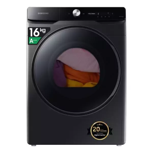 Seche-linge pompe a chaleur SAMSUNG DV16T8520BV - 16 kg - Digital Inverter - L84,4cm - Optimal Dry - Noir