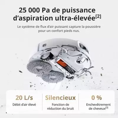 DJI ROMO A - Robot Aspirateur Laveur avec Station - Robot Transparent - 25 000 Pa - Détection au millimetre - 200 j sans Entret